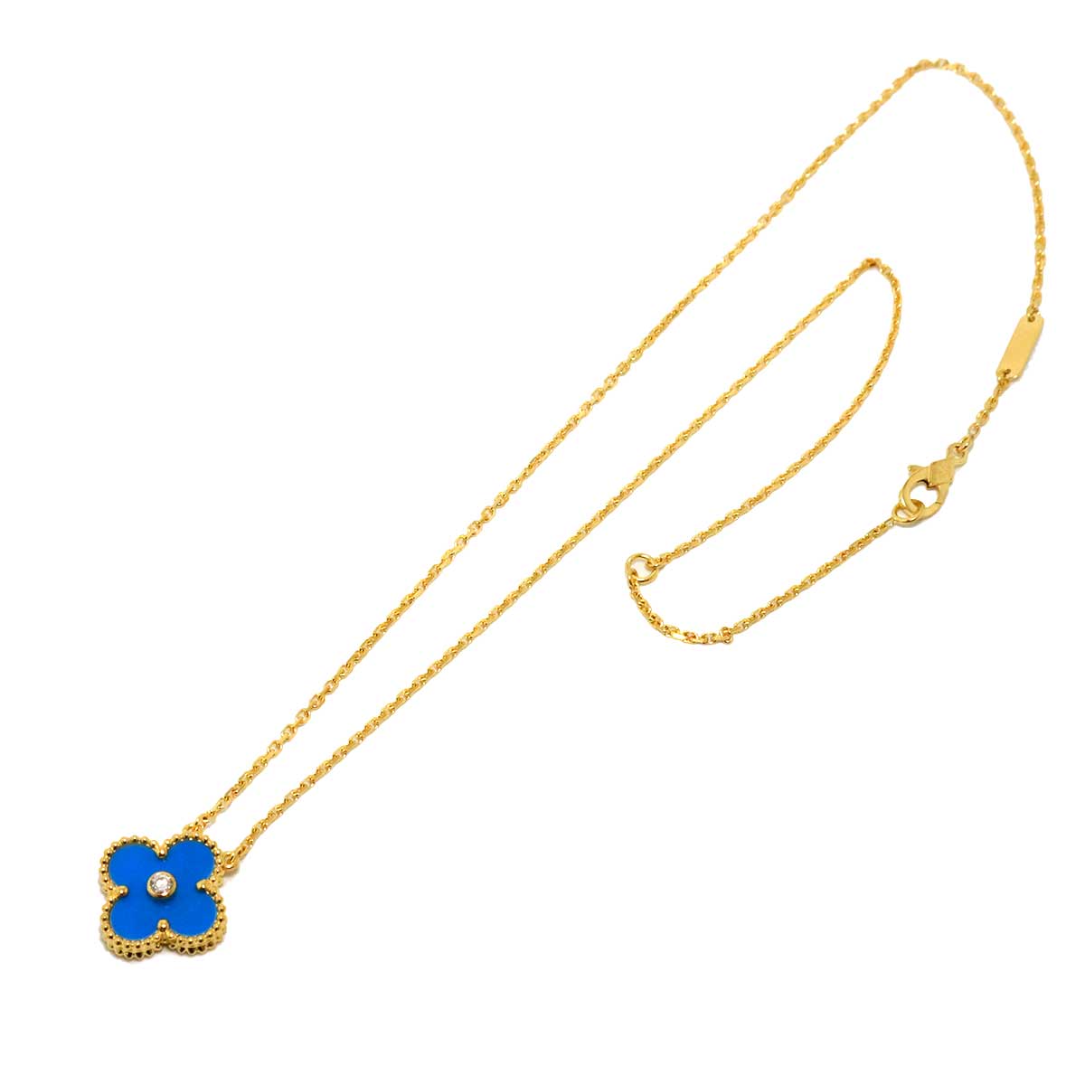 Vintage Alhambra Blue Sable Diamond Necklace 18K YG
