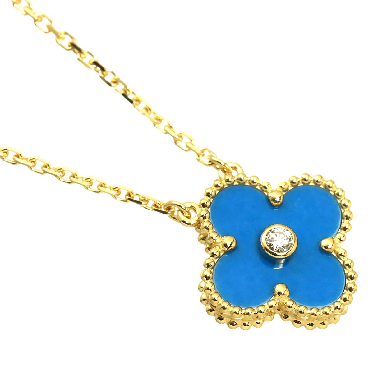 Vintage Alhambra Blue Sable Diamond Necklace 18K YG