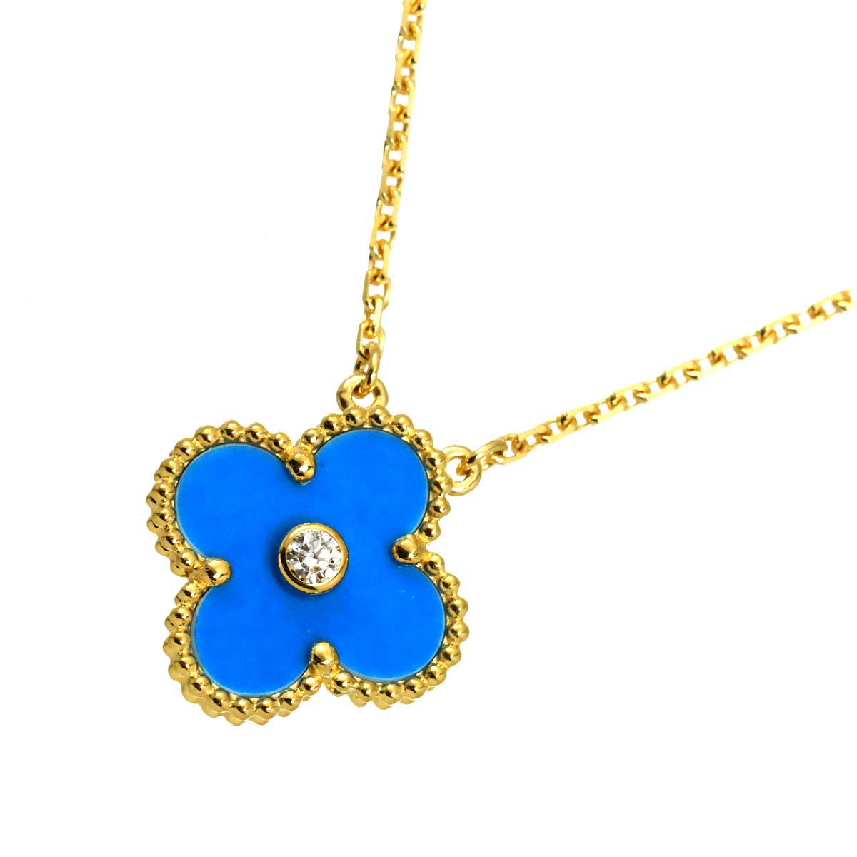 Vintage Alhambra Blue Sable Diamond Necklace 18K YG