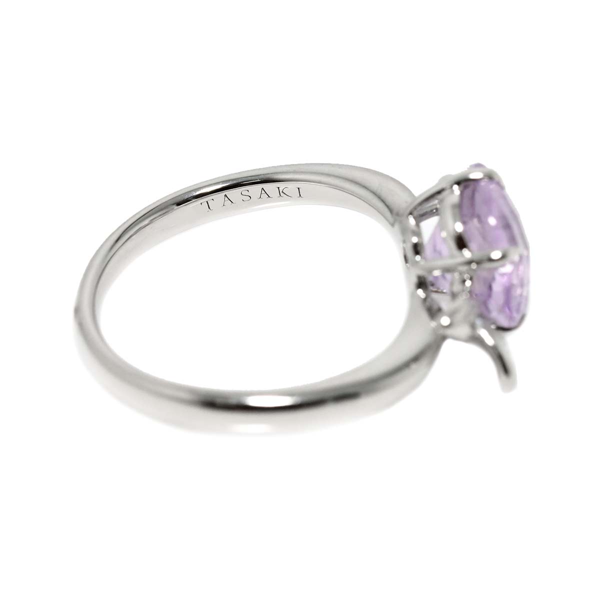 Amethyst Diamond 0.02ct Ring 18K WG 750 size5.75-6(US)
