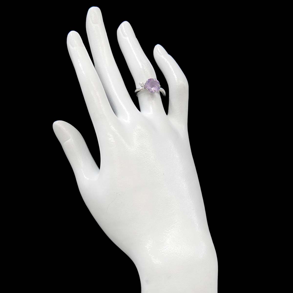 Amethyst Diamond 0.02ct Ring 18K WG 750 size5.75-6(US)