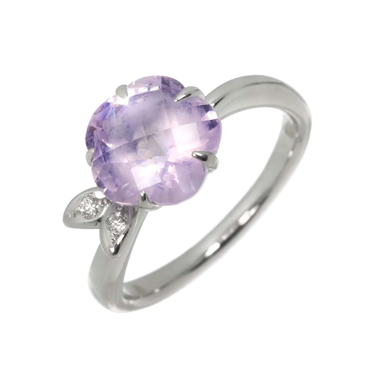 Amethyst Diamond 0.02ct Ring 18K WG 750 size5.75-6(US)