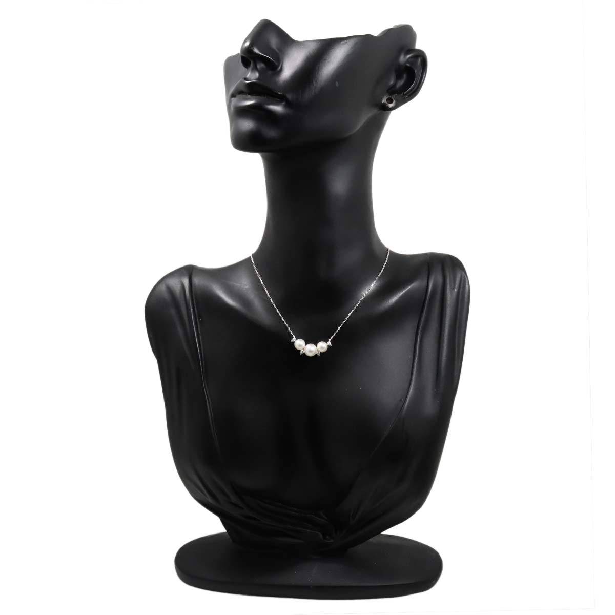 Akoya Pearl 6.8-5.9mm Diamond Necklace 18K WG 750
