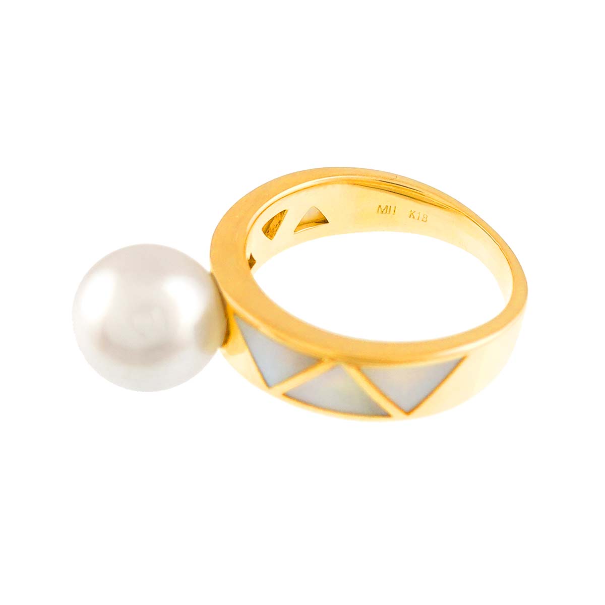 Akoya Pearl 8.4mm MOP Ring 18K YG 750 Size4.75-5(US)