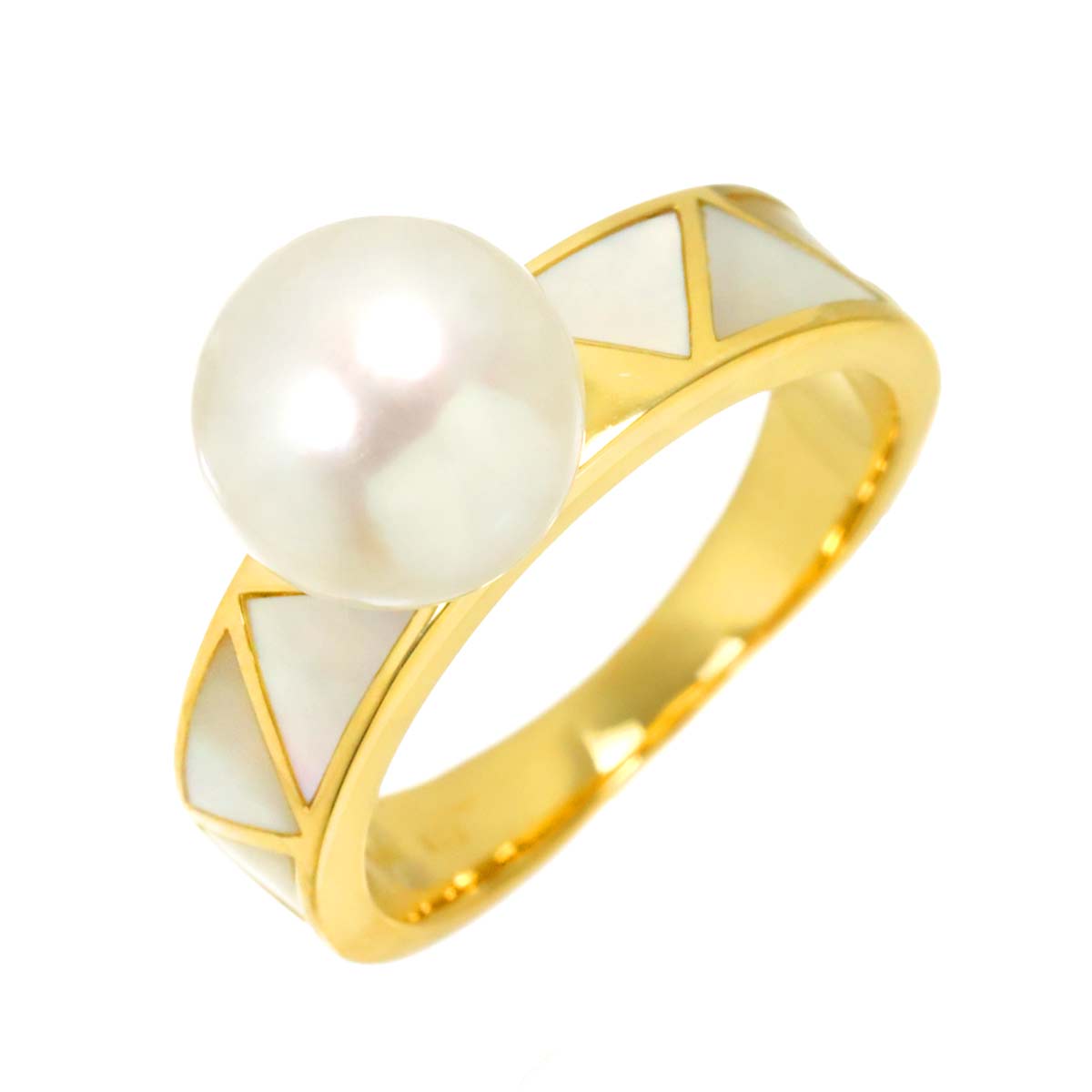 Akoya Pearl 8.4mm MOP Ring 18K YG 750 Size4.75-5(US)