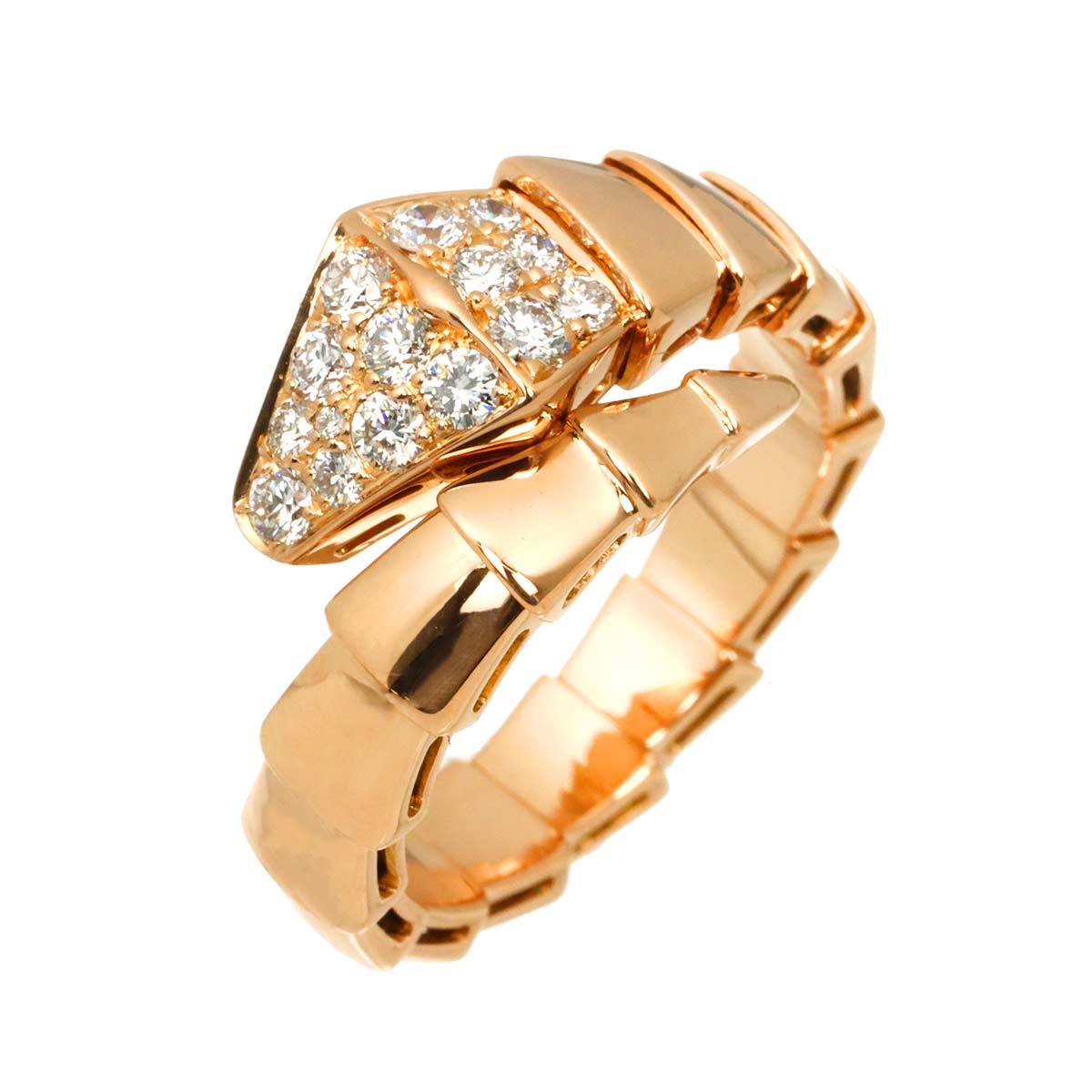Serpenti Viper Diamond Ring 18K PG 750 sizeL 7.25-7.5(US)
