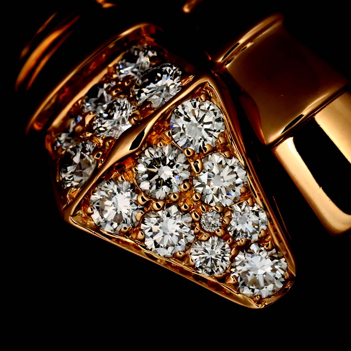 Serpenti Viper Diamond Ring 18K PG 750 sizeL 7.25-7.5(US)