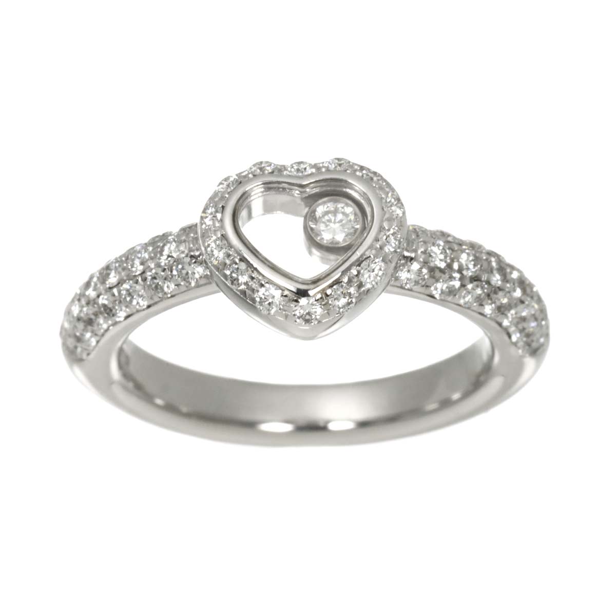Happy Diamond Heart Ring 18K White Gold 750 Size5.25(US)