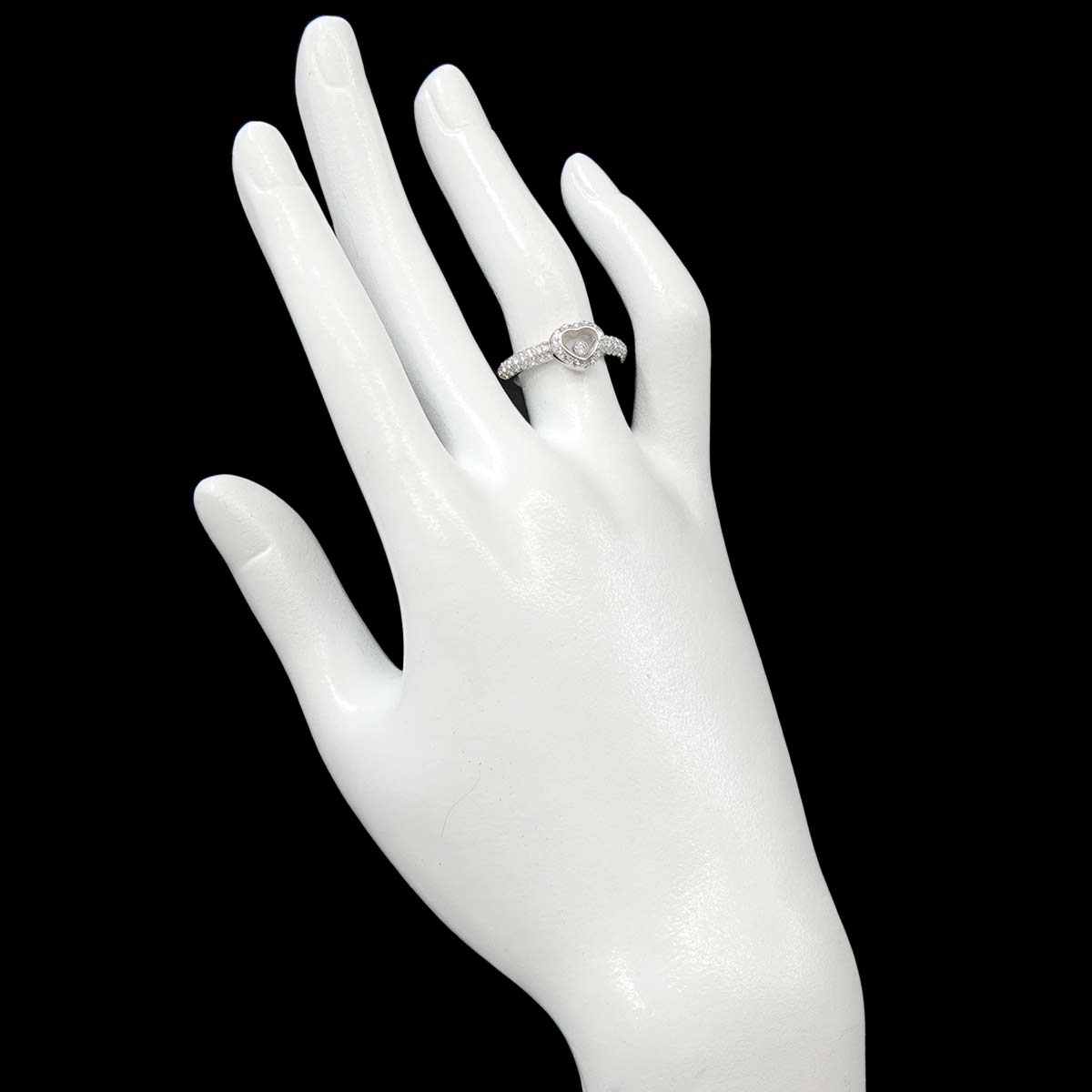 Happy Diamond Heart Ring 18K White Gold 750 Size5.25(US)