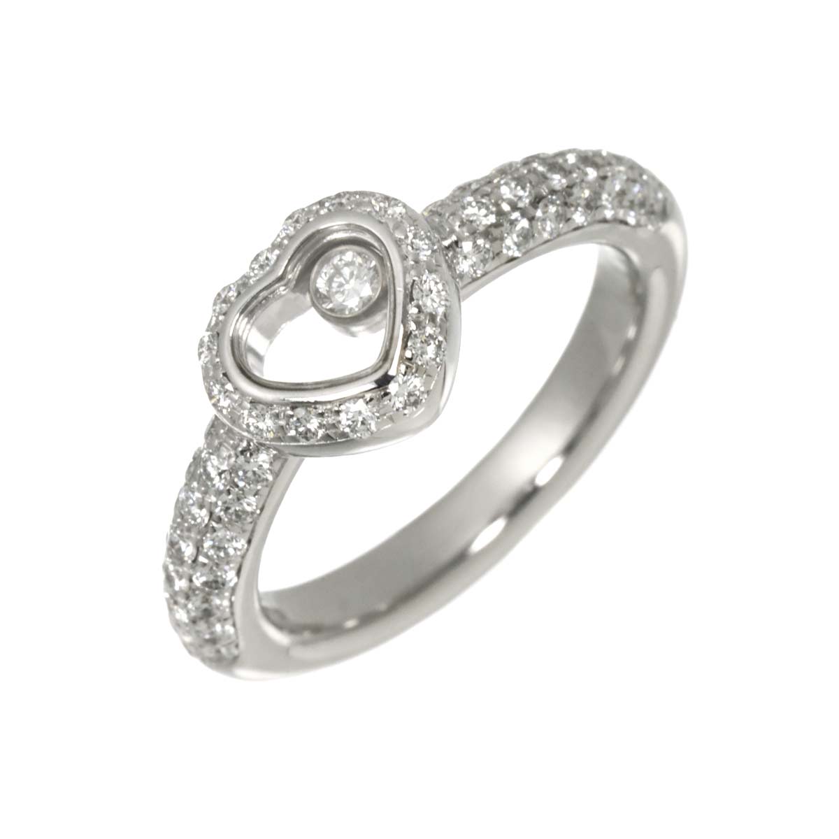 Happy Diamond Heart Ring 18K White Gold 750 Size5.25(US)
