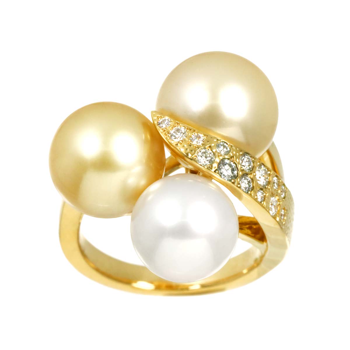 South Sea pearl Diamond 0.21ct Ring 18K YG 750 6.25-6.5(US)