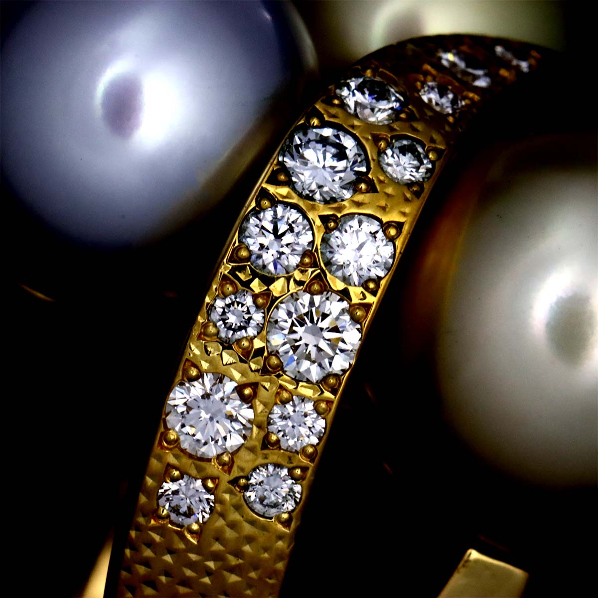 South Sea pearl Diamond 0.21ct Ring 18K YG 750 6.25-6.5(US)