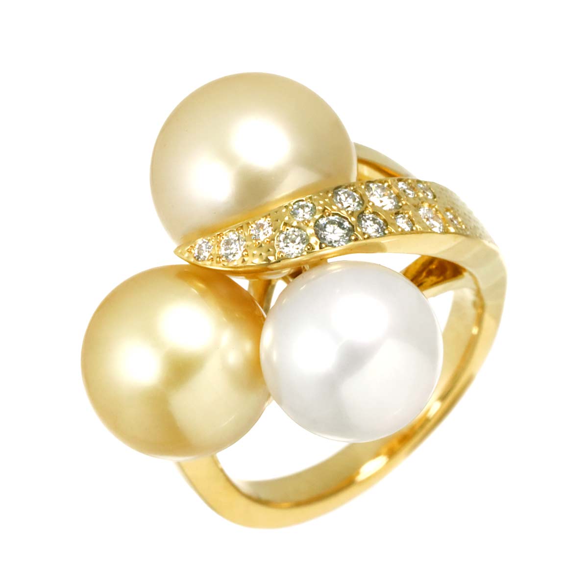 South Sea pearl Diamond 0.21ct Ring 18K YG 750 6.25-6.5(US)