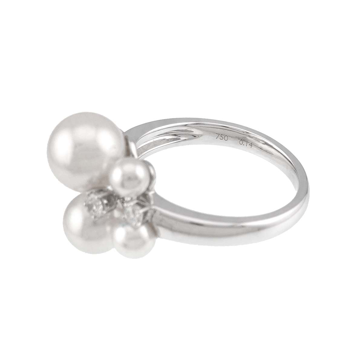 Akoya Pearl 7.7-3.7mm Diamond 0.15ct Ring 18K WG 750 6(US)