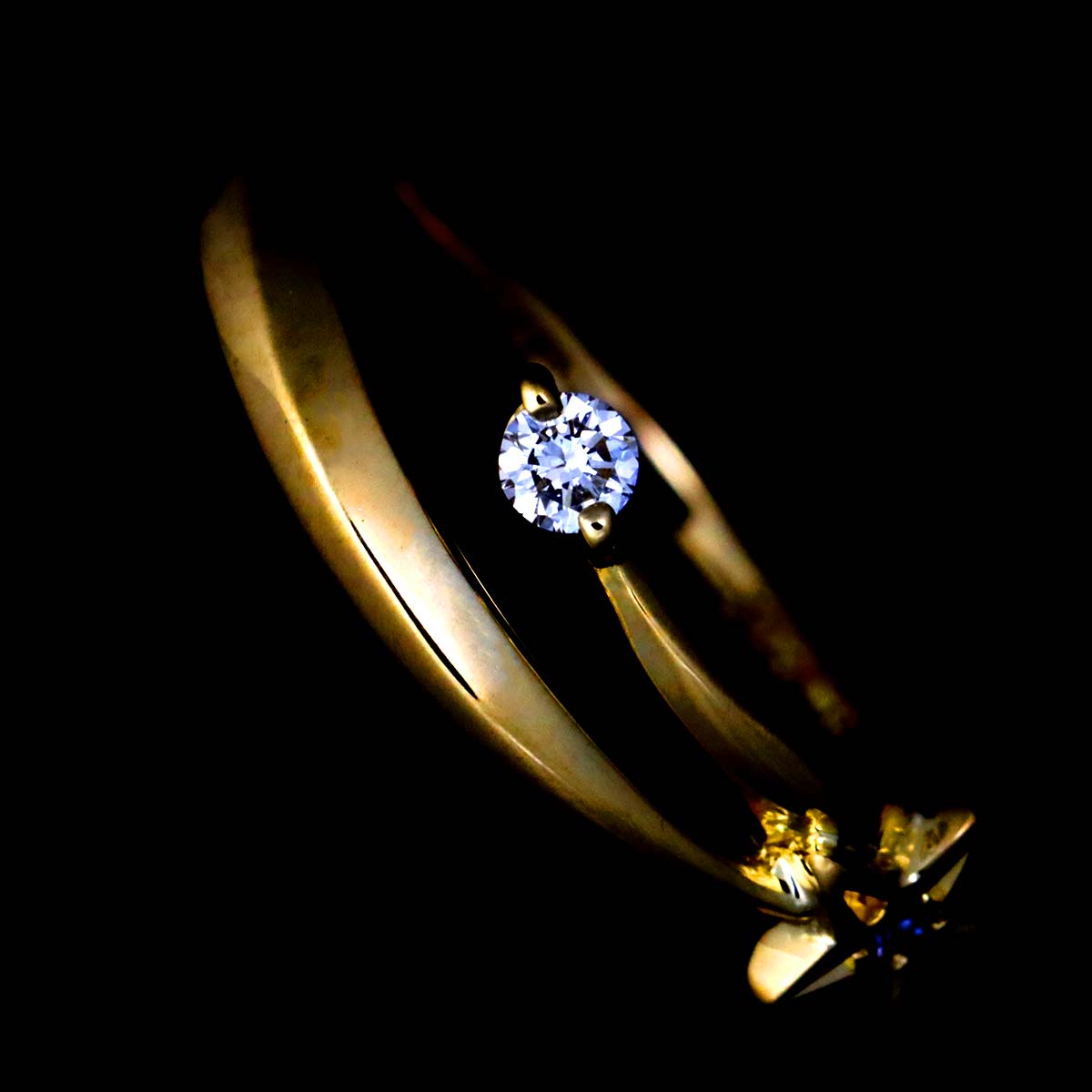 Diamond 0.03ct Ring 18K YG 750 Size2-2.25(US)