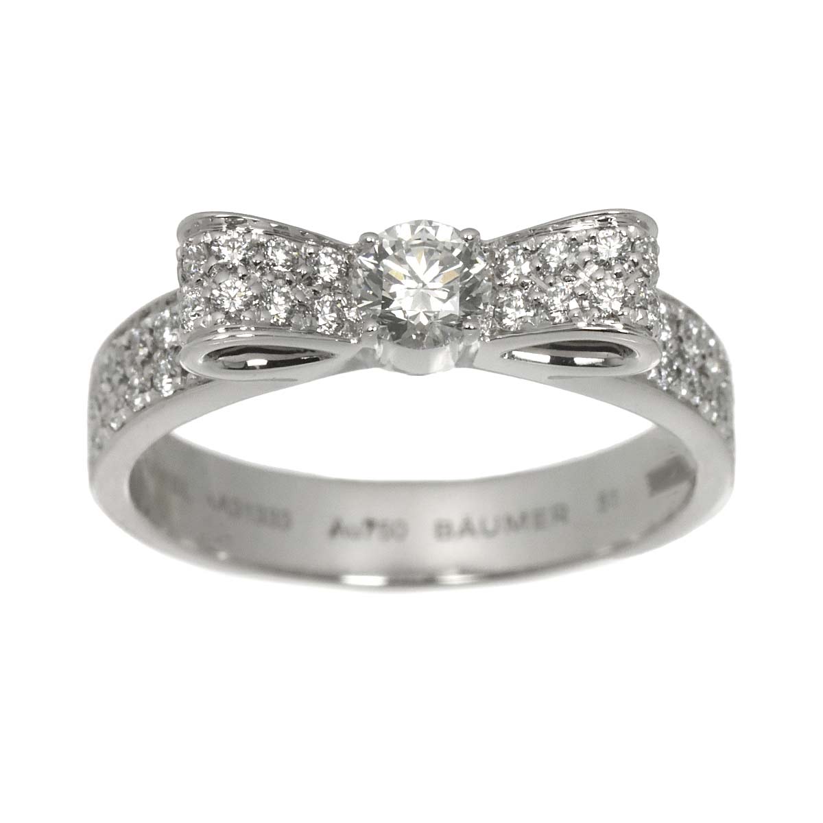 Ruban Diamond MM Ring 18K White Gold 750 Sise51 5.5-5.75(US)