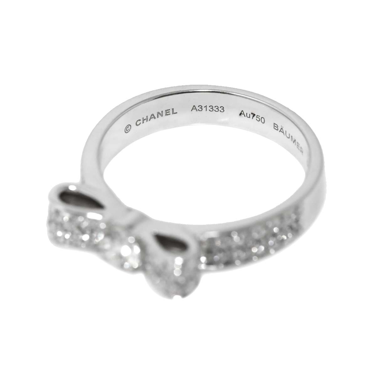 Ruban Diamond MM Ring 18K White Gold 750 Sise51 5.5-5.75(US)