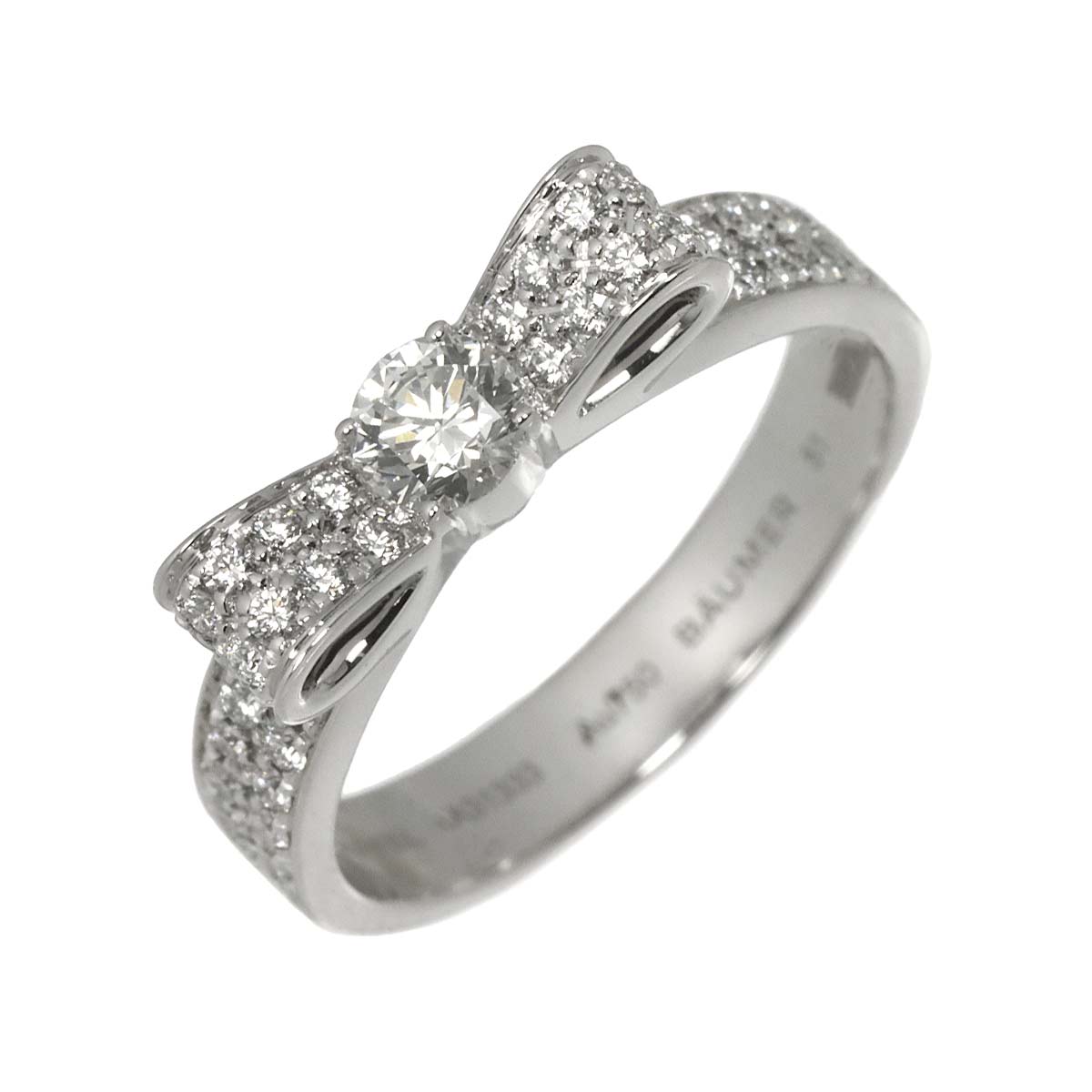 Ruban Diamond MM Ring 18K White Gold 750 Sise51 5.5-5.75(US)