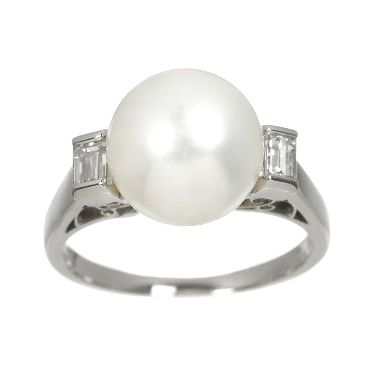 South Sea pearl 11.0mm Diamond 0.36ct Ring Pt size7.5(US)