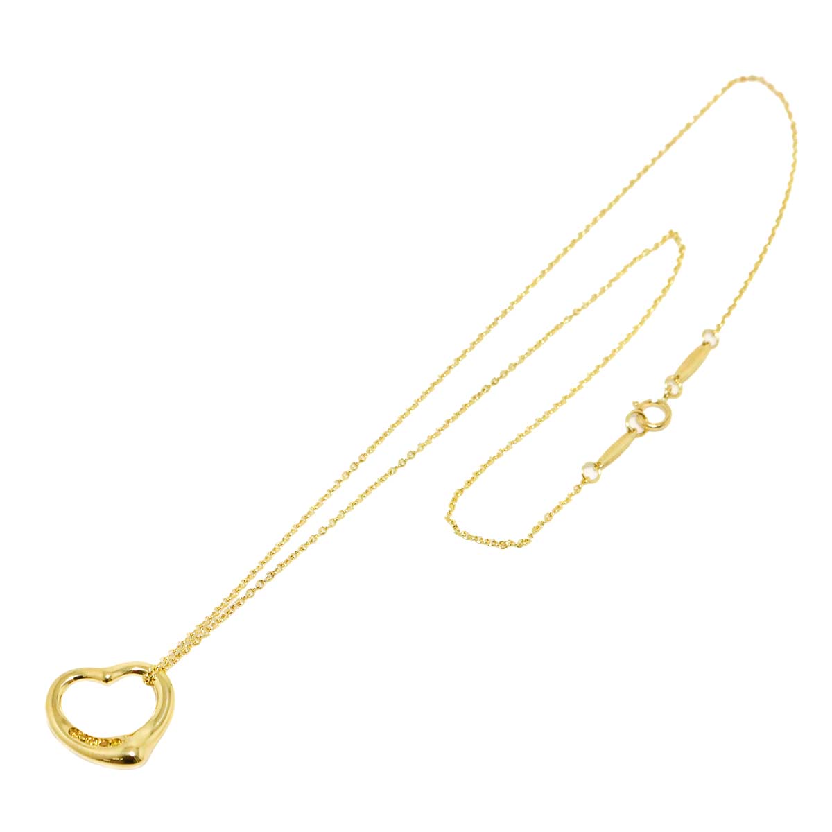 Open Heart Diamond Necklace 18K Yellow Gold 750
