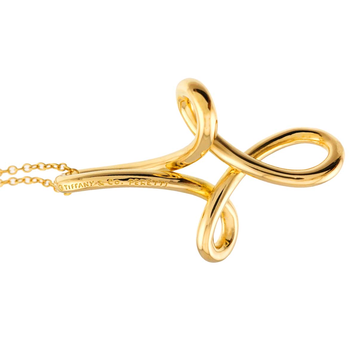 Infinity Cross Long Necklace 18K Yellow Gold 750