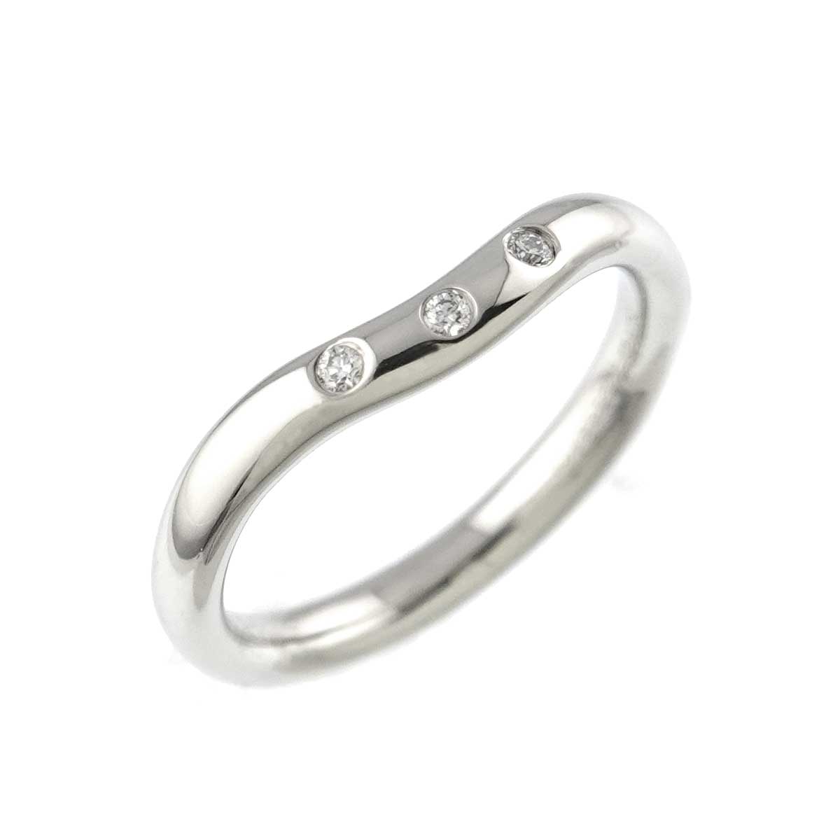 Curved Band Diamond Ring Platinum size2.5(US)