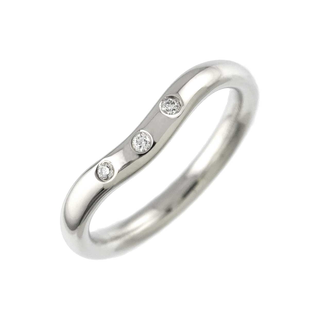 Curved Band Diamond Ring Platinum size2.5(US)