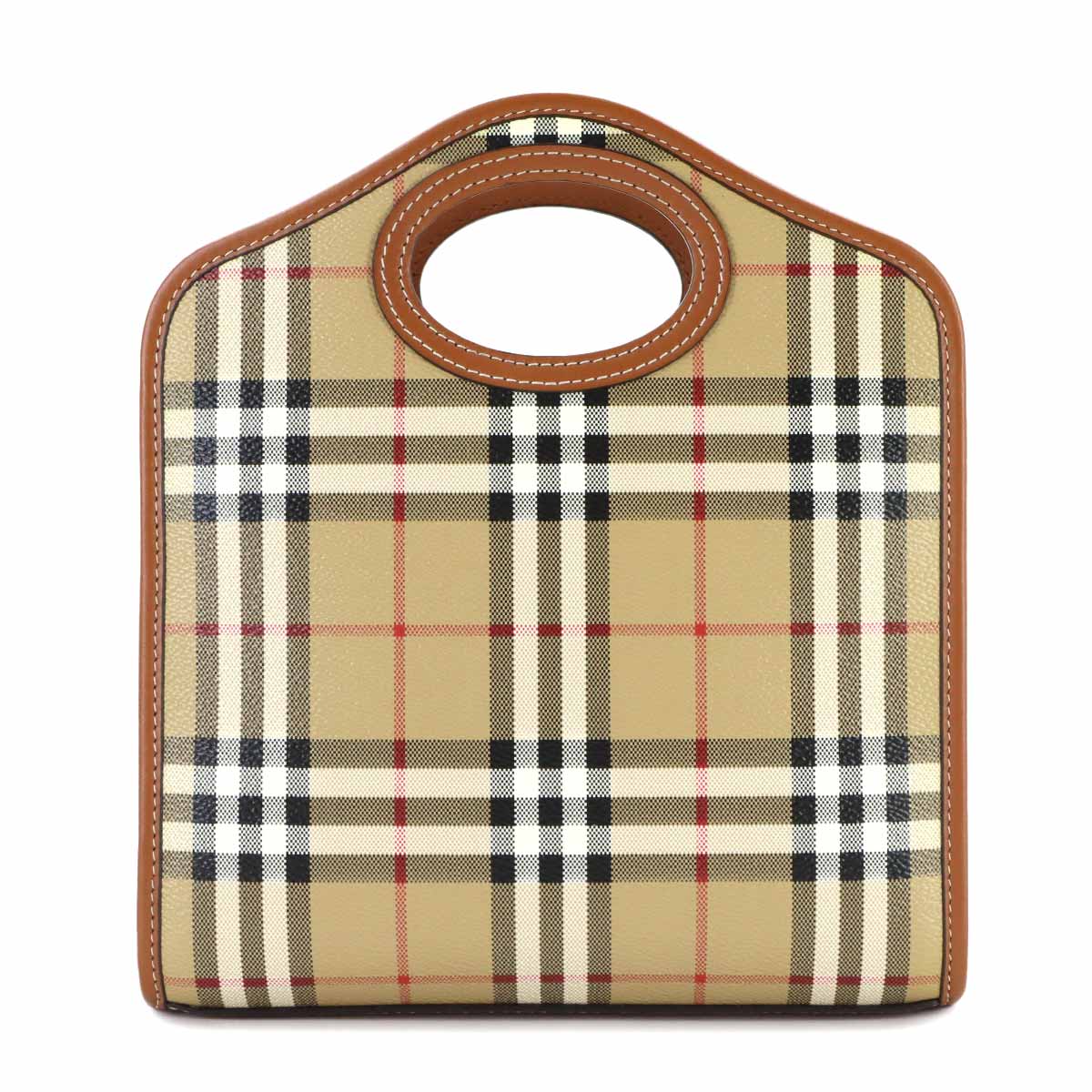 Mini Pocket Hand Shoulder Bag PVC Leather Beige Brown