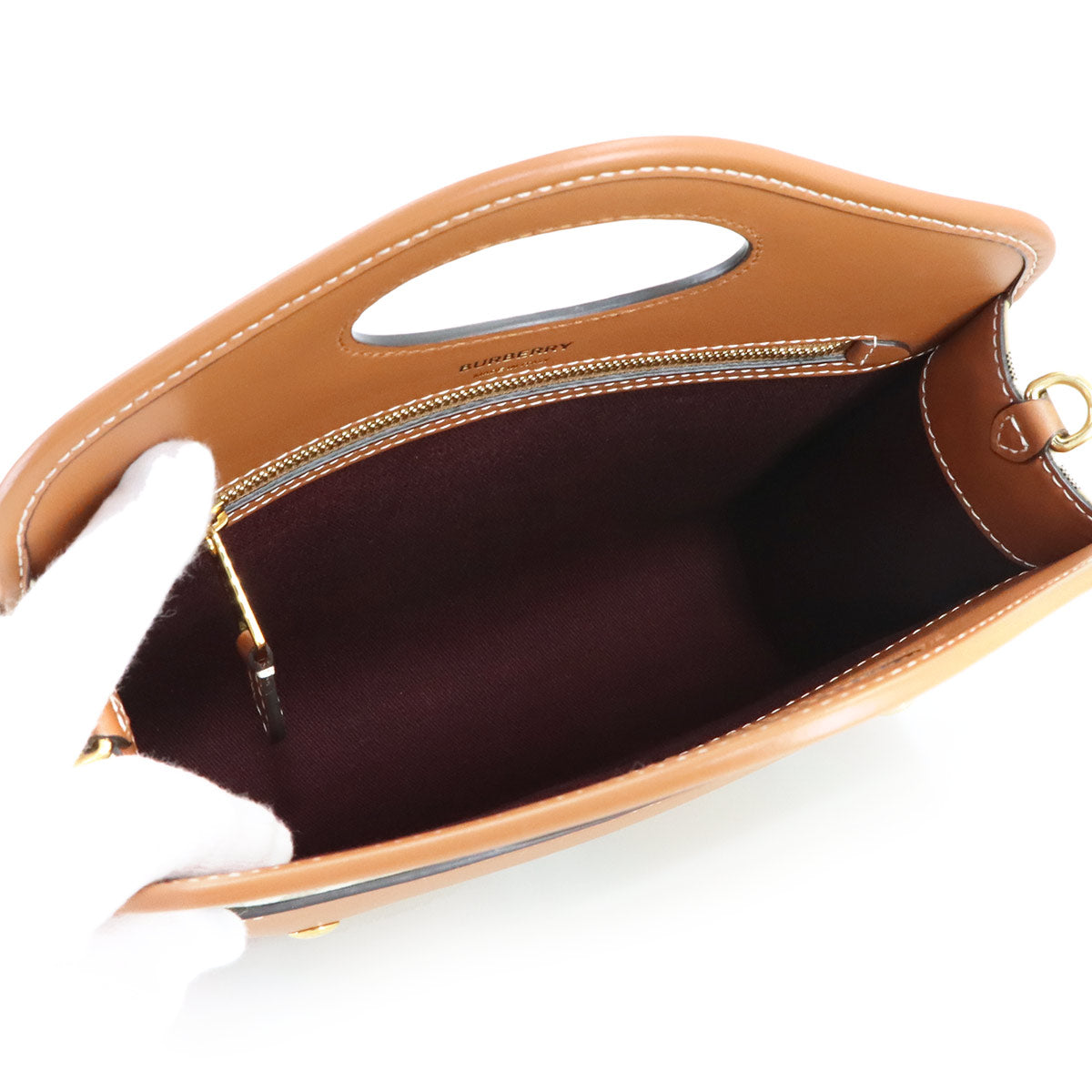 Mini Pocket Hand Shoulder Bag PVC Leather Beige Brown