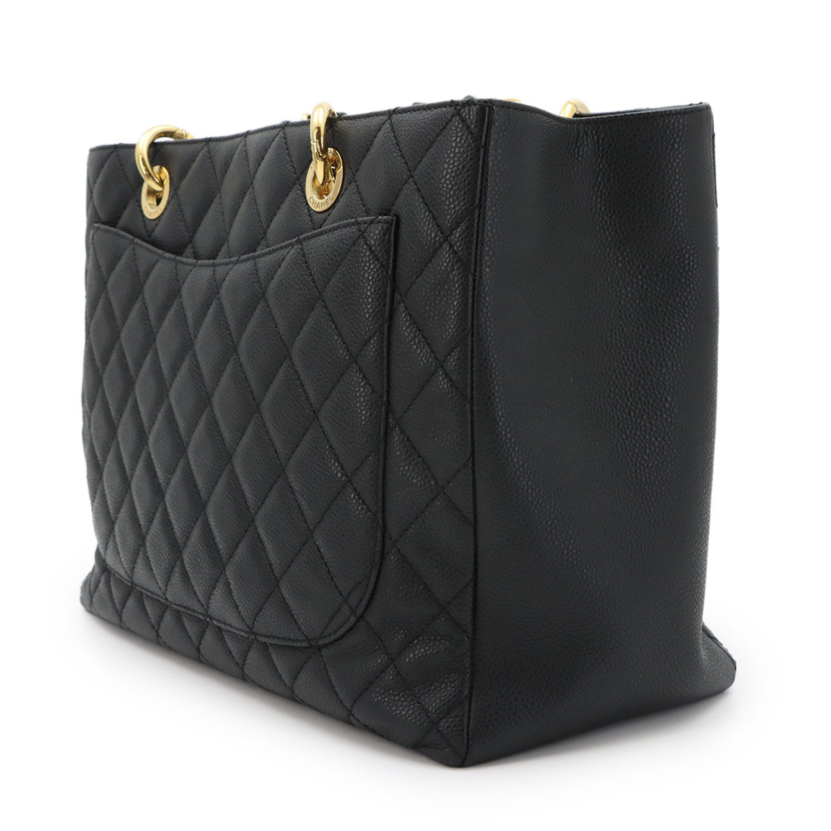 Matelasse Grand Shopping Tote Bag Leather Black GST A50995