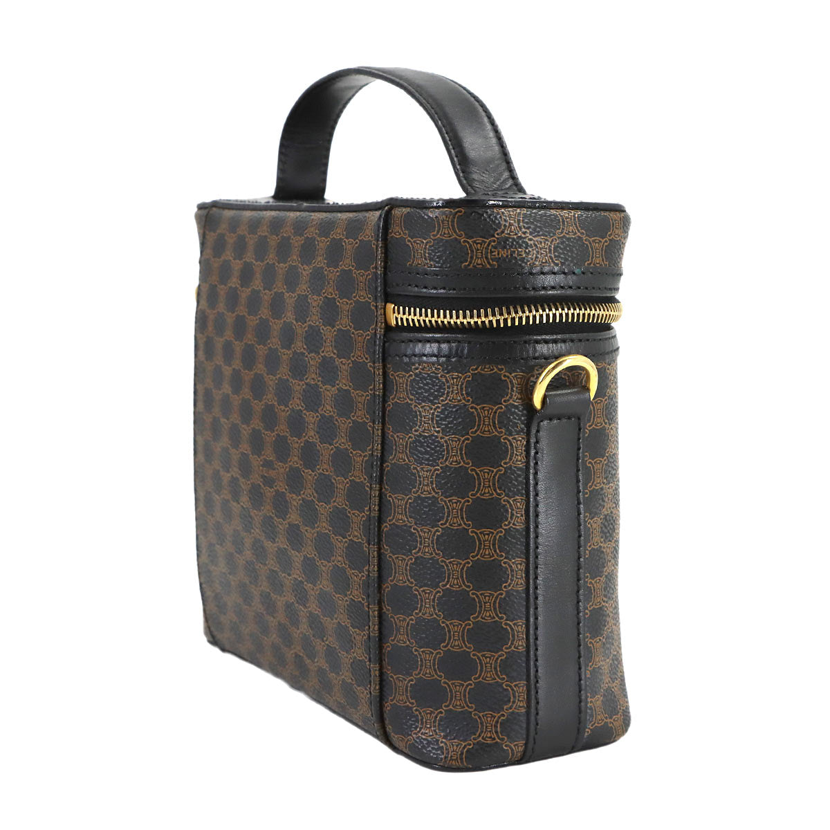 Macadam Vanity Hand Bag Leather PVC Black Brown Purse