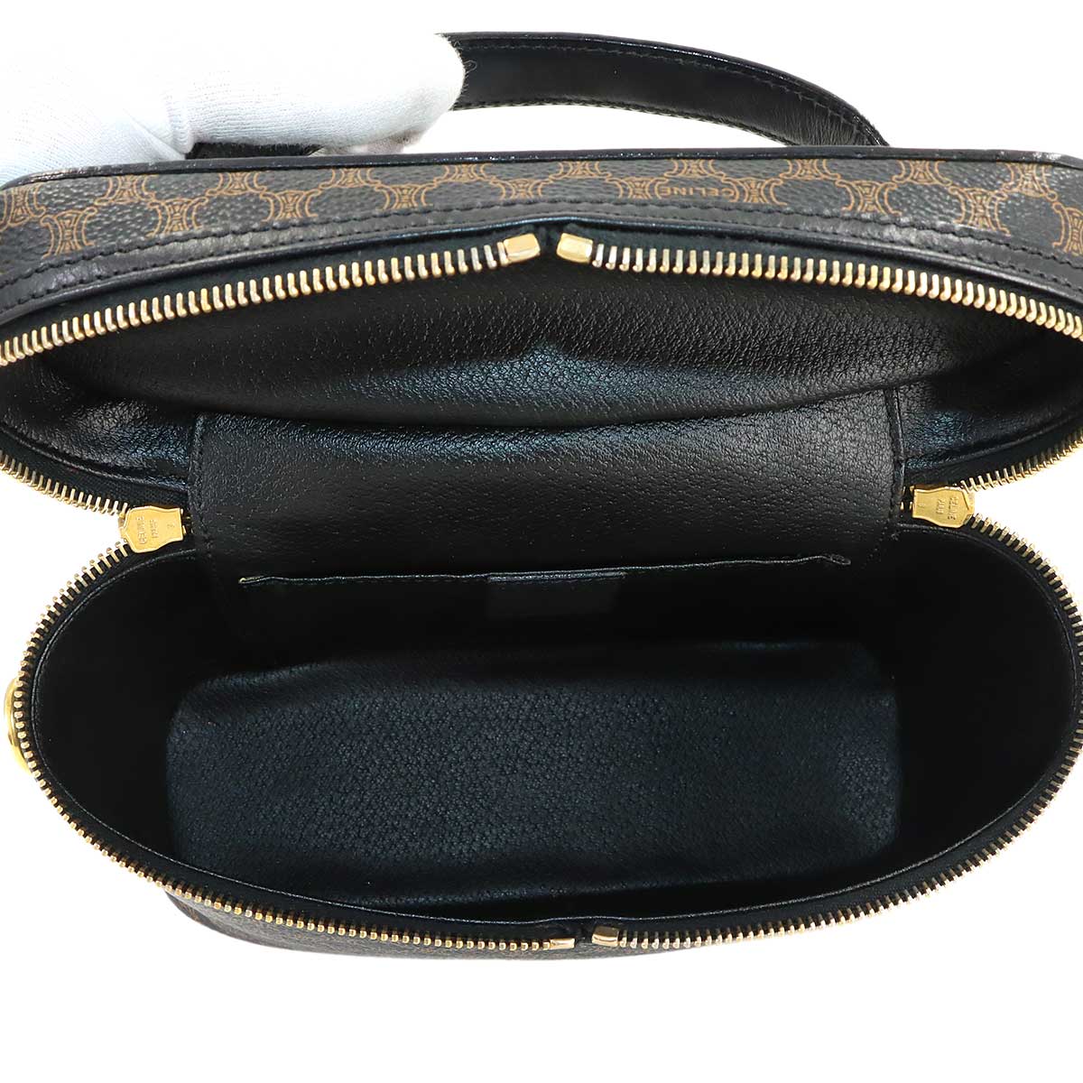 Macadam Vanity Hand Bag Leather PVC Black Brown Purse