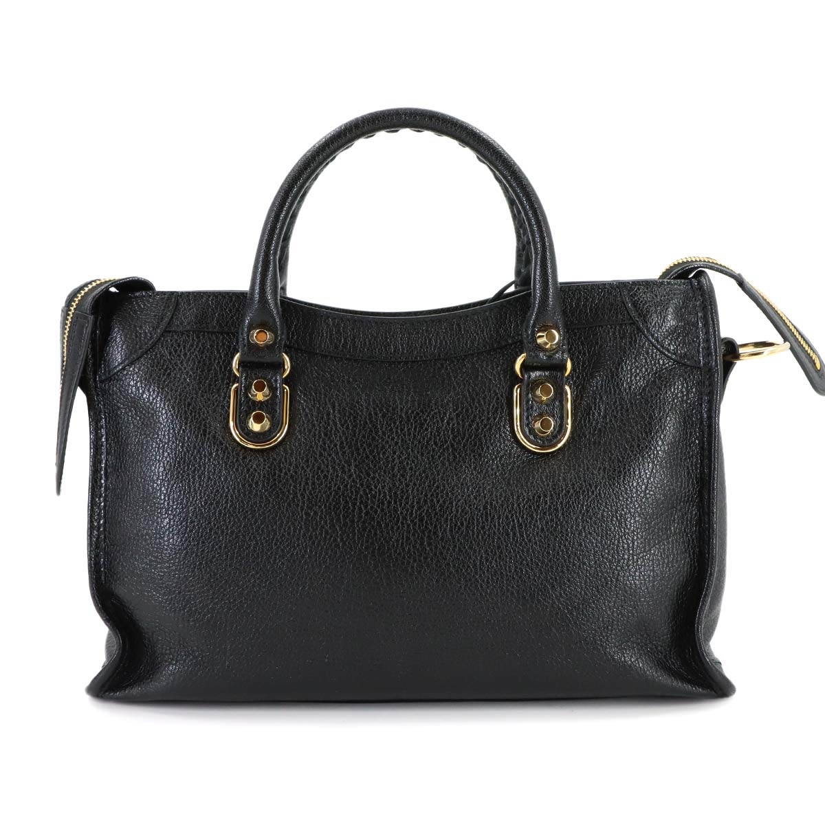 Metallic Edge City Hand Shoulder Bag Leather Black 432831
