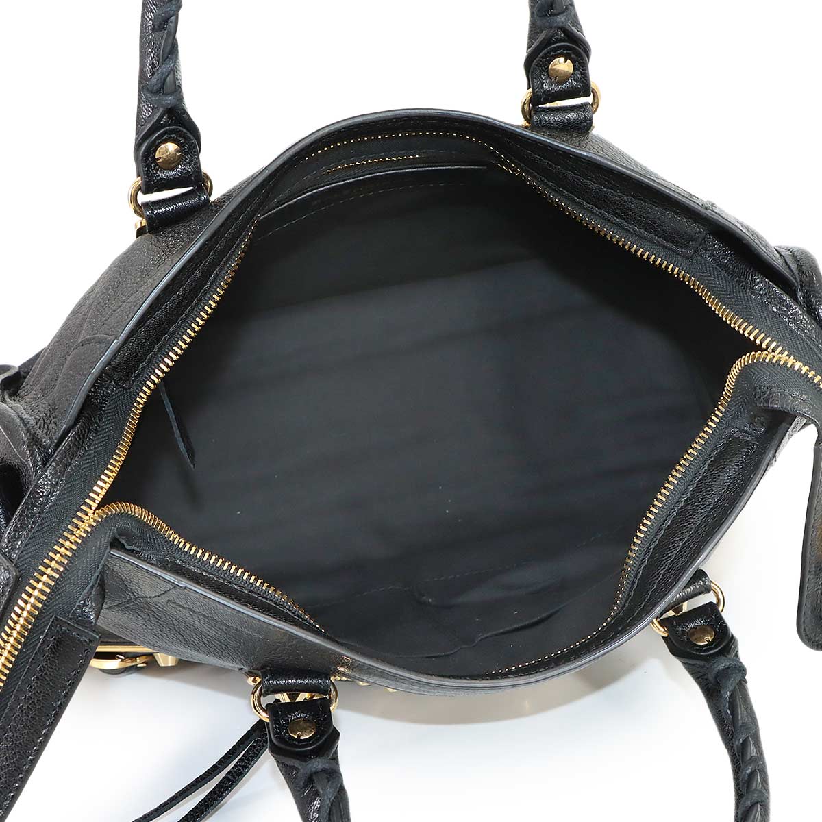 Metallic Edge City Hand Shoulder Bag Leather Black 432831