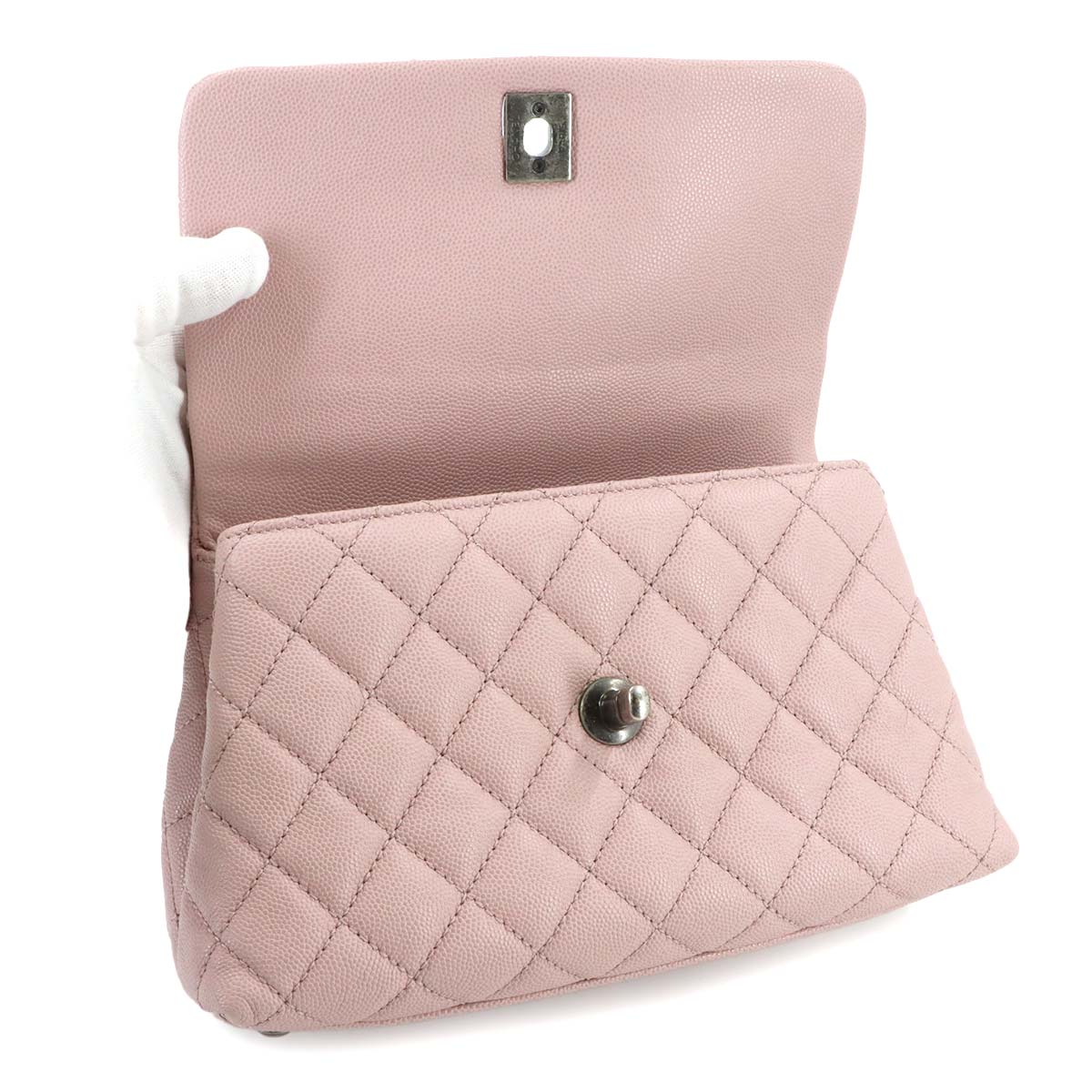 Matelasse Hand Shoulder Bag Leather Pink A92990 Purse