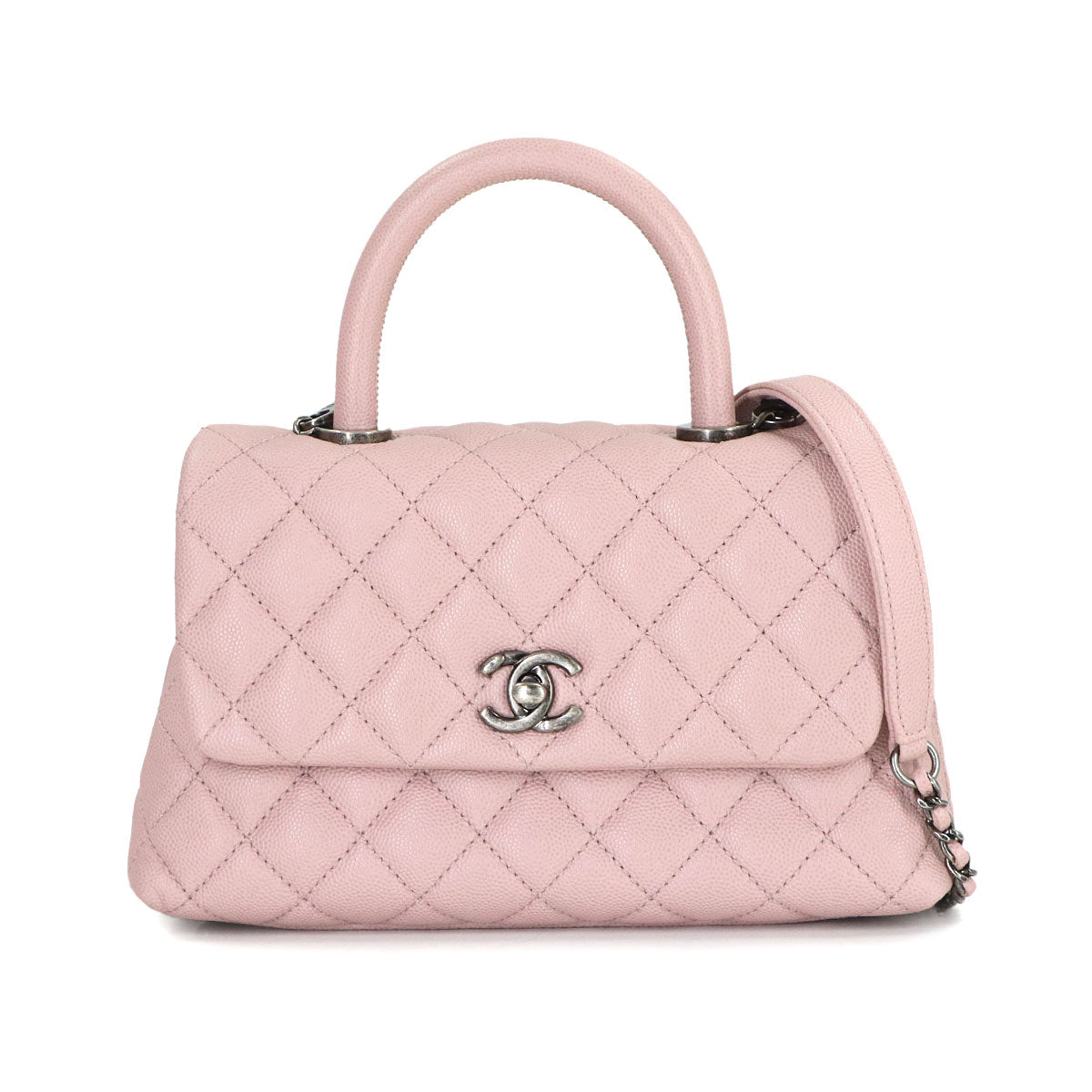 Matelasse Hand Shoulder Bag Leather Pink A92990 Purse