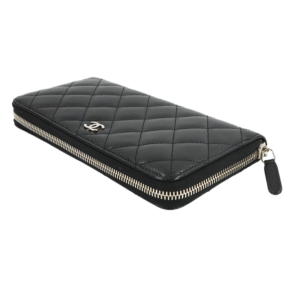 Matelasse Classic Long Zipped Wallet Leather Black A50097