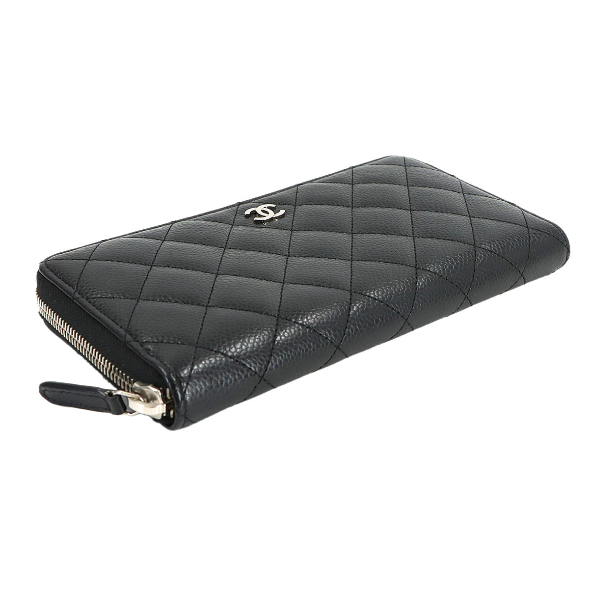 Matelasse Classic Long Zipped Wallet Leather Black A50097
