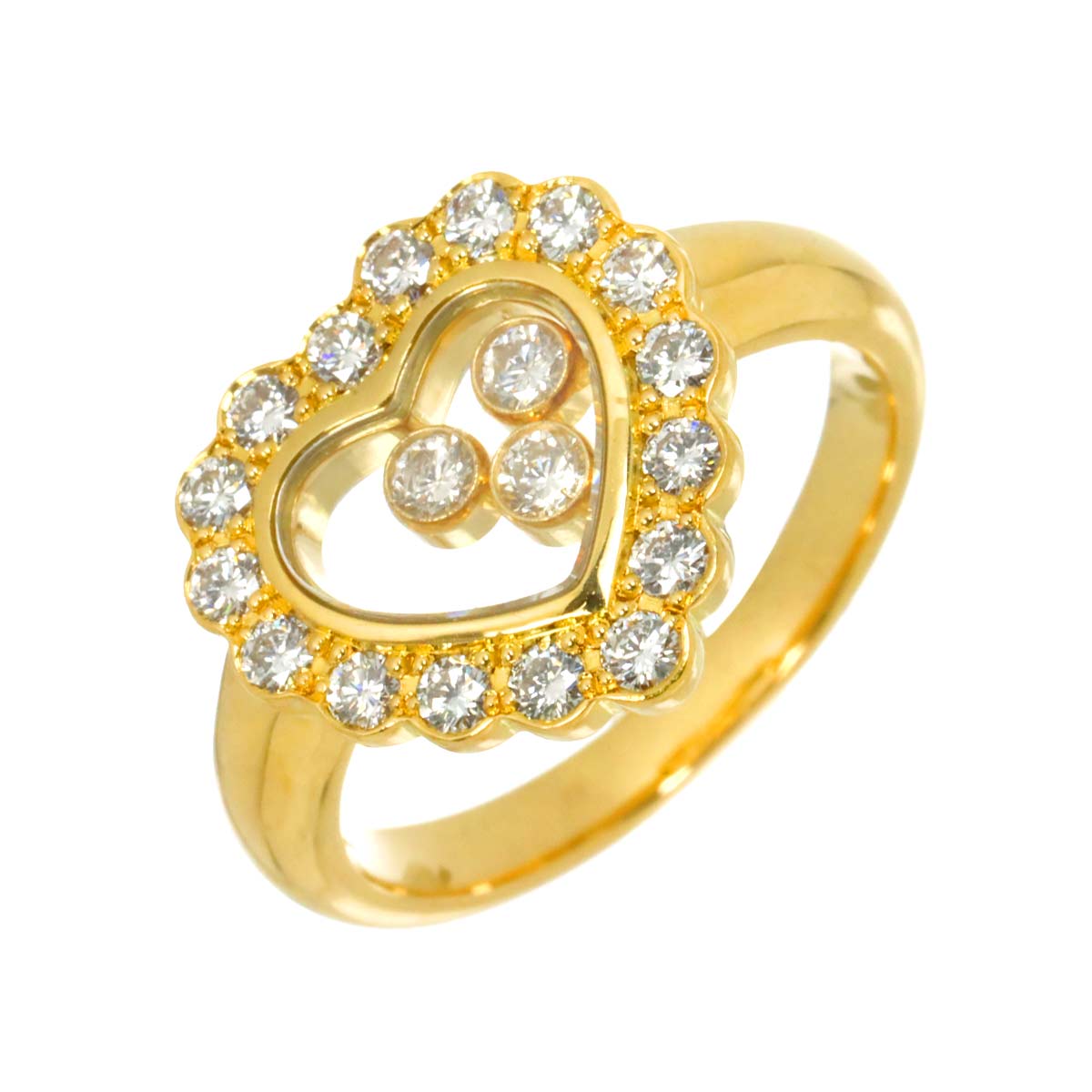 Happy Diamond Heart Ring 18K YG 750 Size5.5-5.75(US)