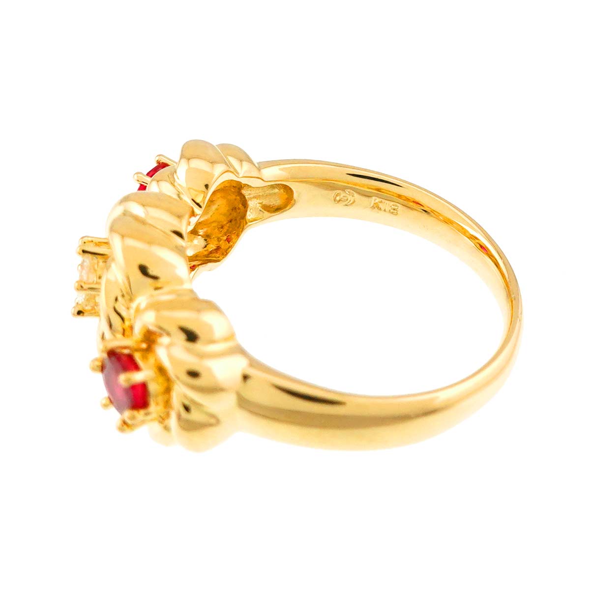 Ruby Diamond 0.13ct Ring 18K YG 750 size5.25-5.5(US)