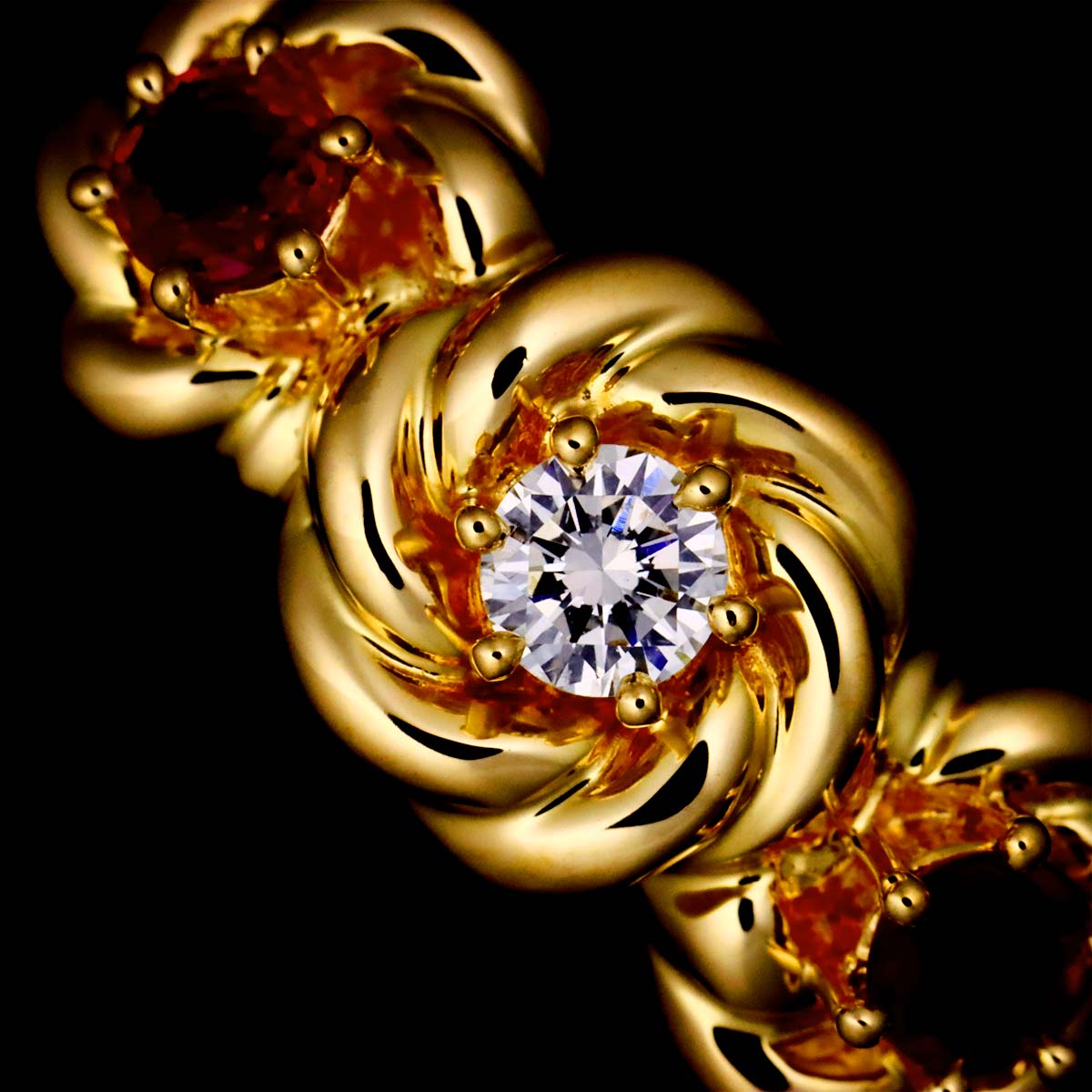 Ruby Diamond 0.13ct Ring 18K YG 750 size5.25-5.5(US)