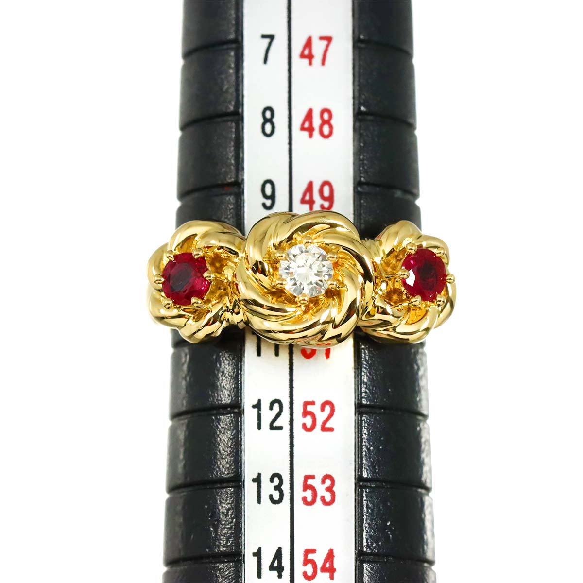 Ruby Diamond 0.13ct Ring 18K YG 750 size5.25-5.5(US)