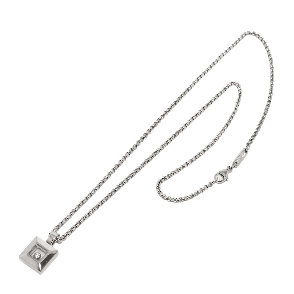 Happy Diamond Square Necklace 18K White Gold 750