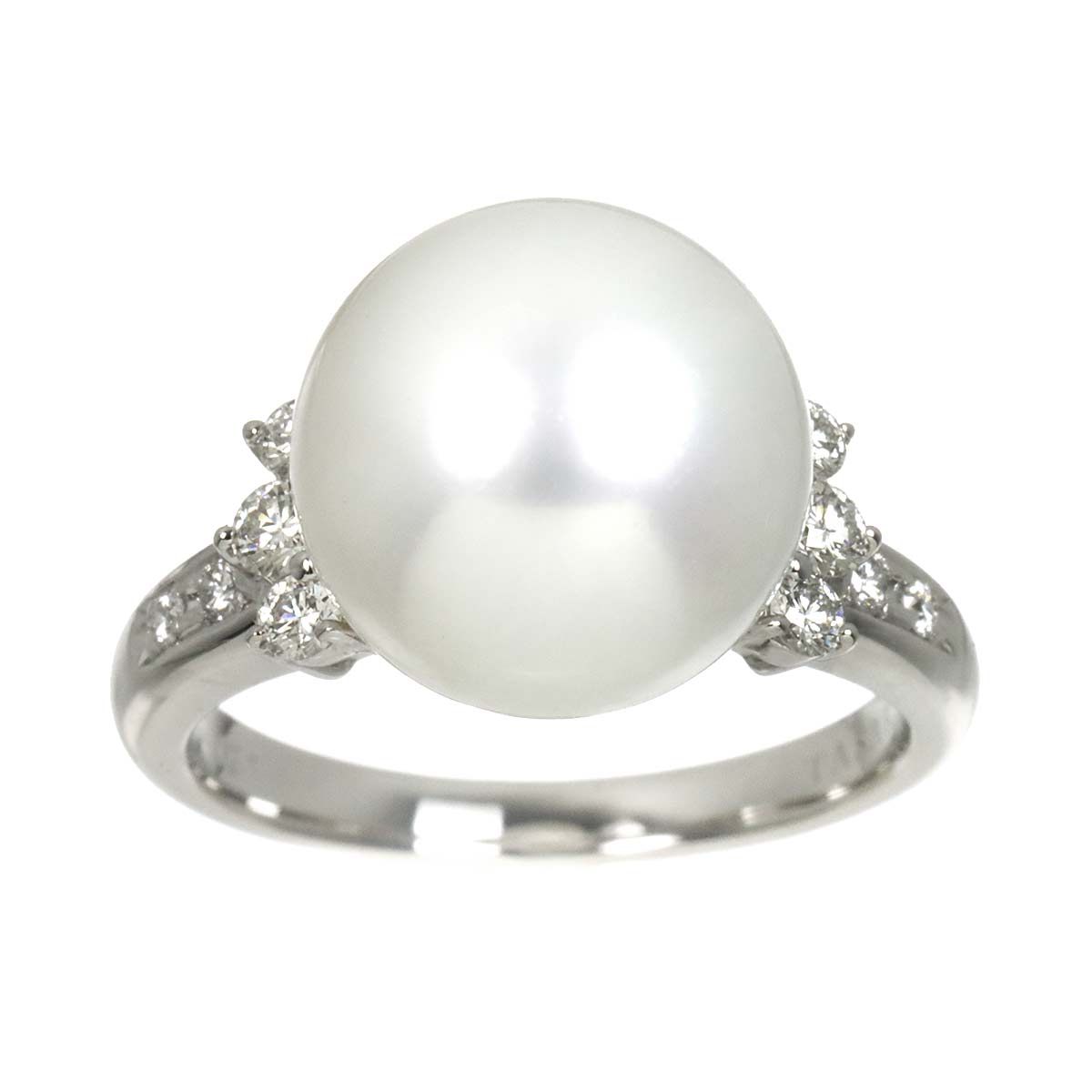 South Sea Pearl 11.6mm Diamond 0.23ct Ring 18K WG 750 5.25(US)
