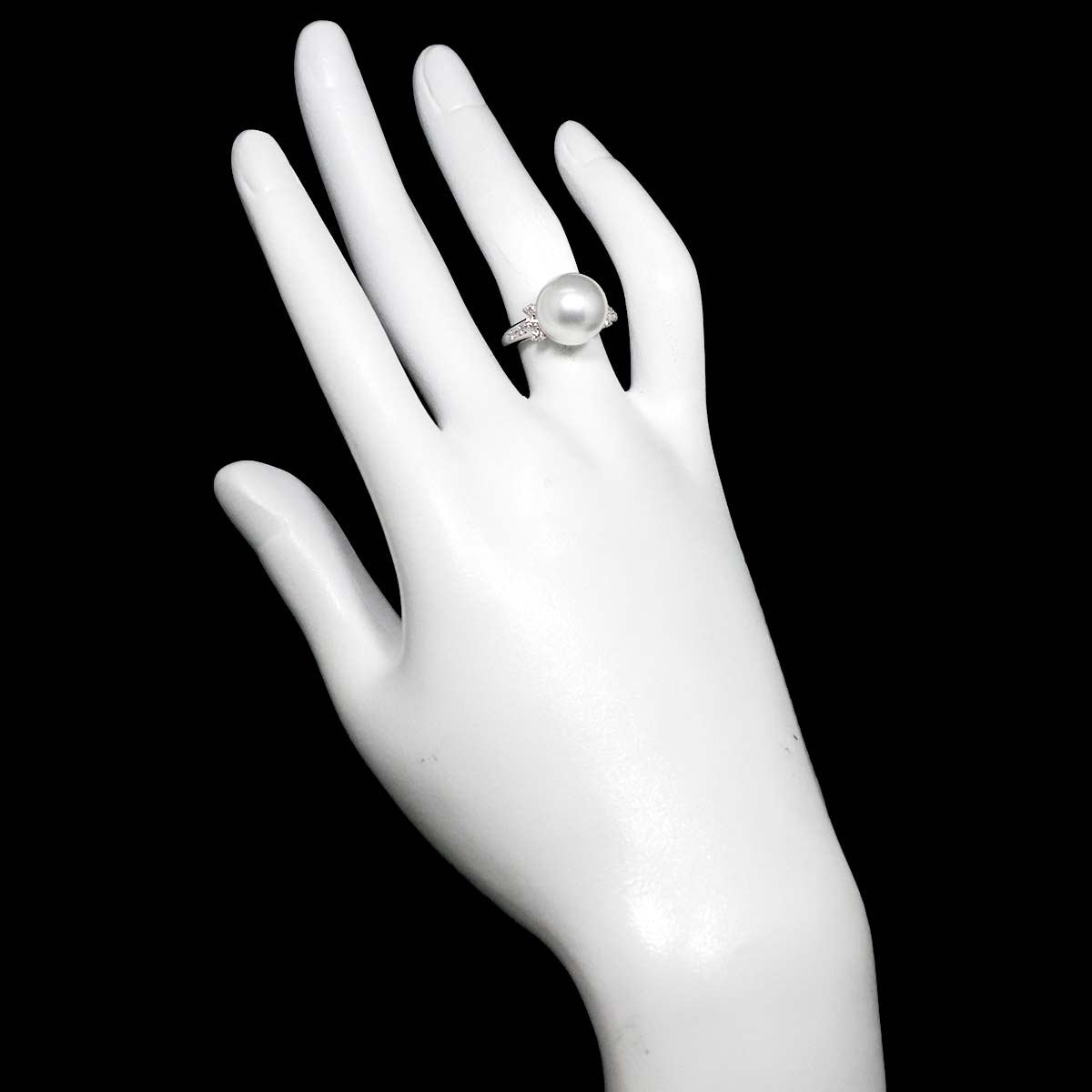 South Sea Pearl 11.6mm Diamond 0.23ct Ring 18K WG 750 5.25(US)
