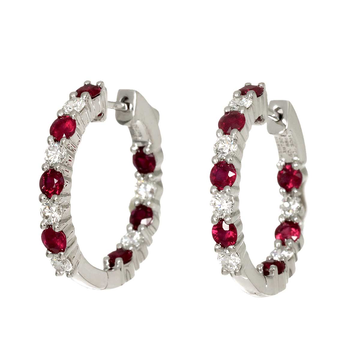 Ruby 1.30ct Diamond 0.68ct Earrings Pierced 18K WG 750