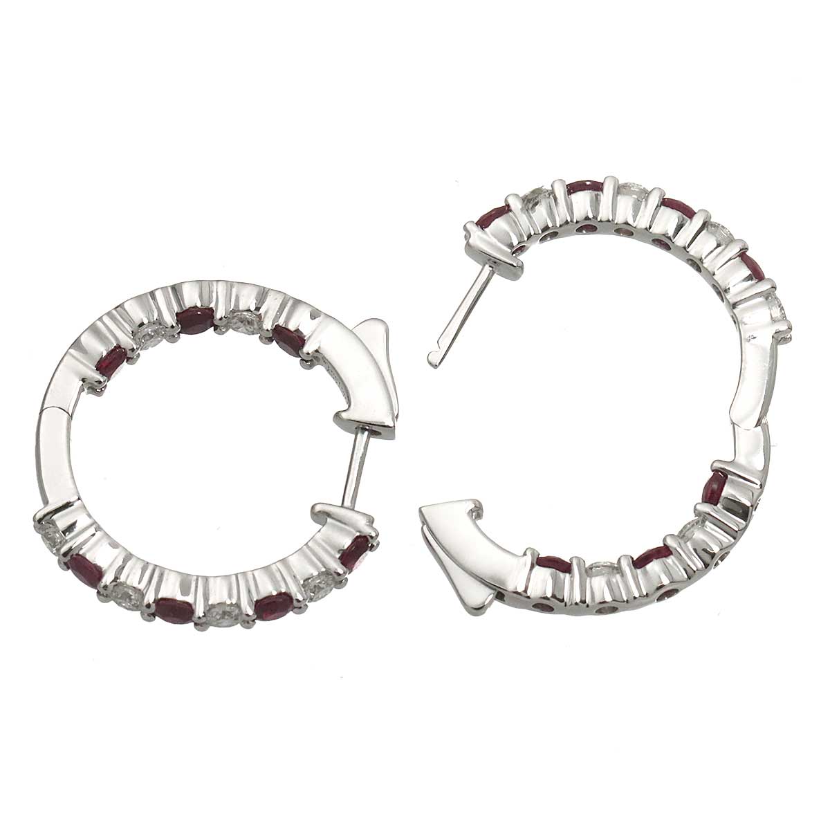 Ruby 1.30ct Diamond 0.68ct Earrings Pierced 18K WG 750