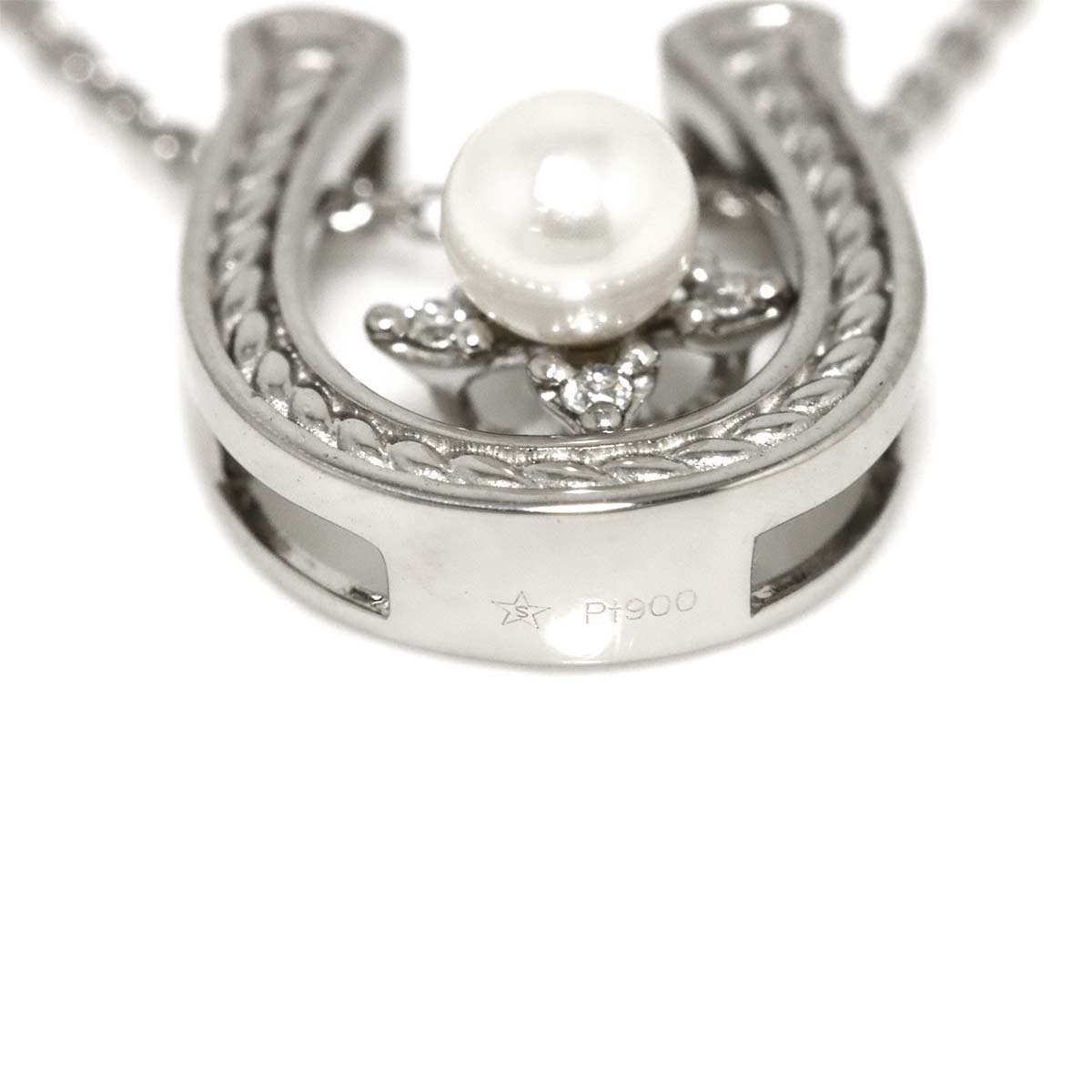 Baby Pearl Diamond 0.01ct Necklace Pt