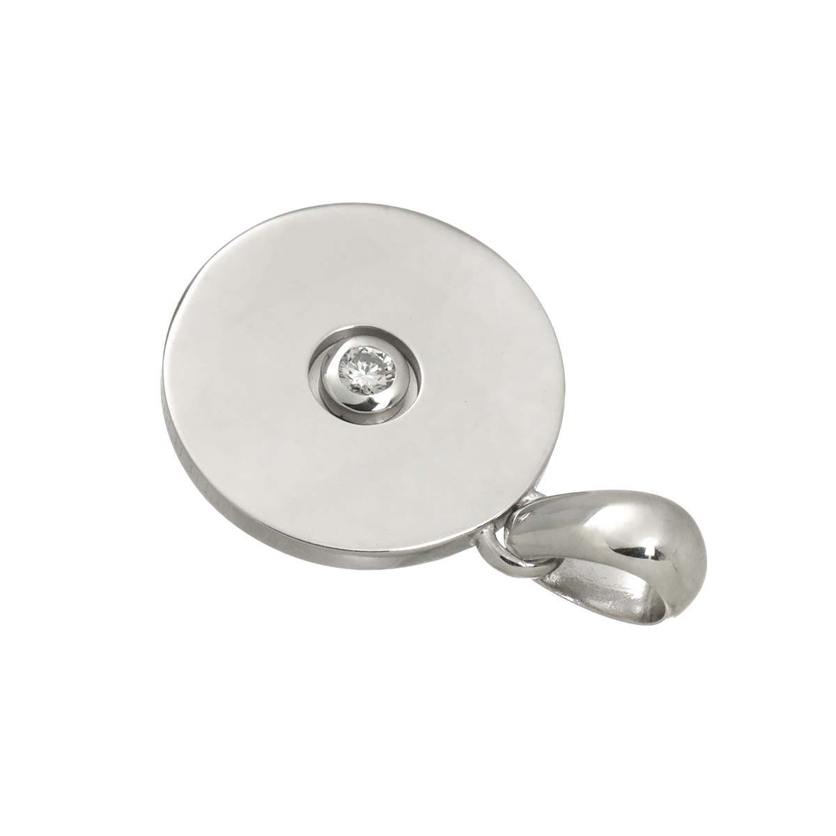 Love Medal Diamond Pendant Top Charm 18K White Gold 750