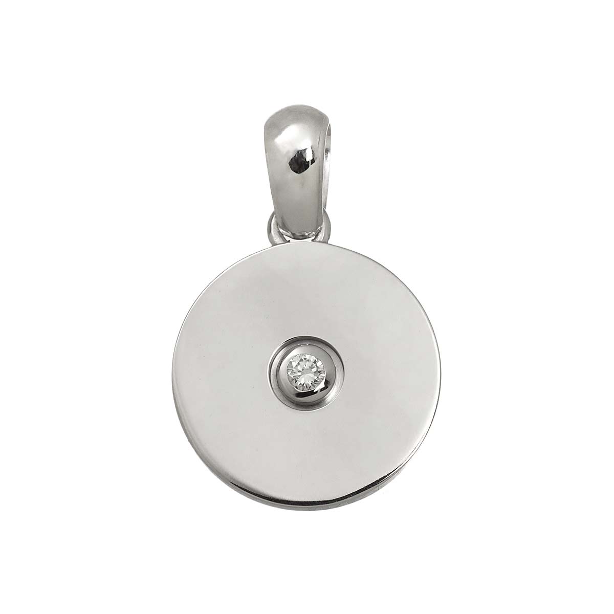 Love Medal Diamond Pendant Top Charm 18K White Gold 750